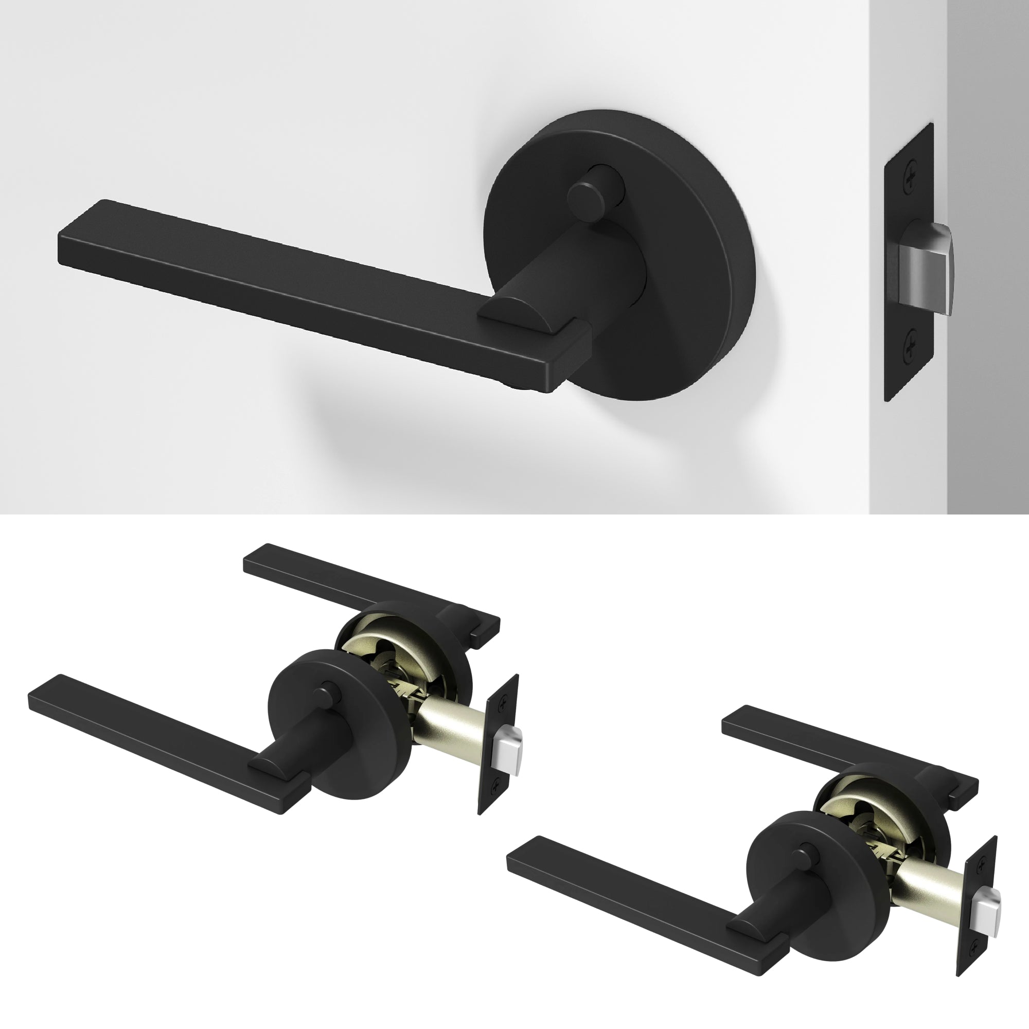 Valli Privacy Door Handle - Matte Black / 2 Pack