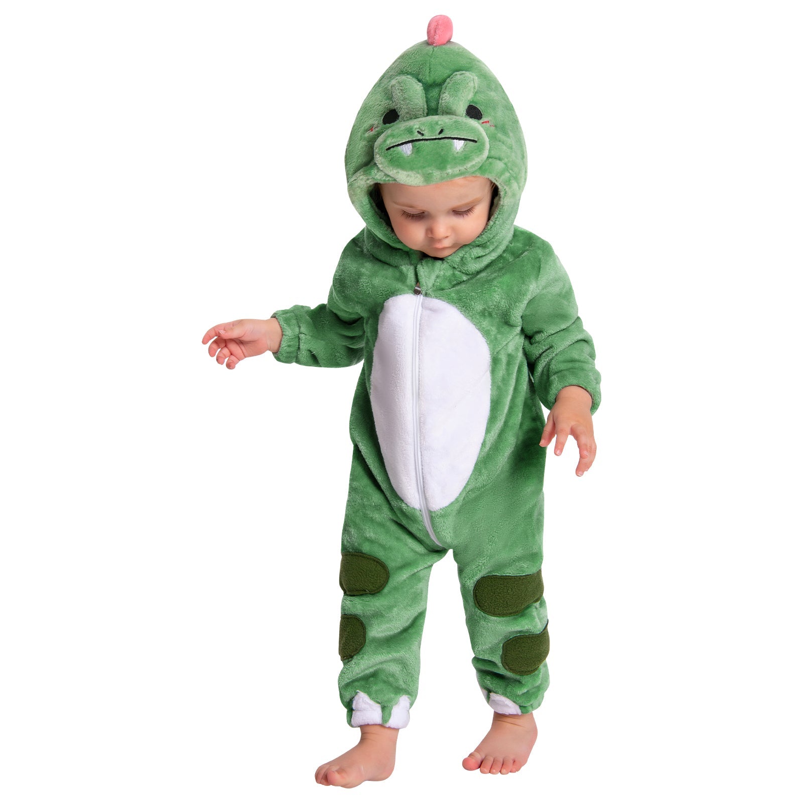 OLAOLA Baby's Dinosaur Animal Onesie Plush Soft Flannel Warm Home Pajamas One-Piece Sleepwear Toddler Romper - 110