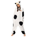 OLAOLA Cow Print Animal Onesie Adult Unisex Plush One-Piece Pajamas Funny Dairy Cattle Halloween Costume - S