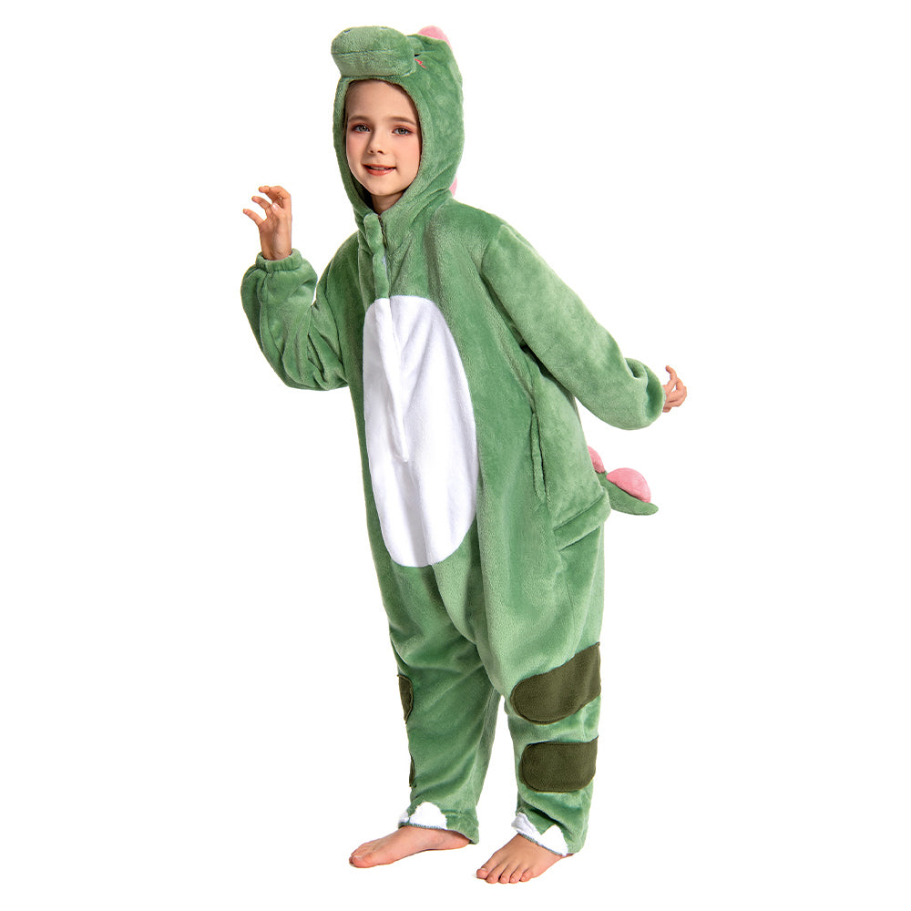OLAOLA Kids Dinosaur Animal Onesie Plush Soft Flannel Warm Home Pajamas One-Piece Sleepwear - S