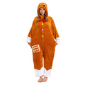 OLAOLA Unisex Adult Plush Gingerbread Onesie Christmas Pajamas Warm Home One-Piece Sleepwear - S
