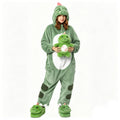 OLAOLA Unisex Adult Plush Green Dinosaur Animals Onesie Pajamas Warm Home One-Piece Sleepwear - Costume+Shoes+Plush Toys / L