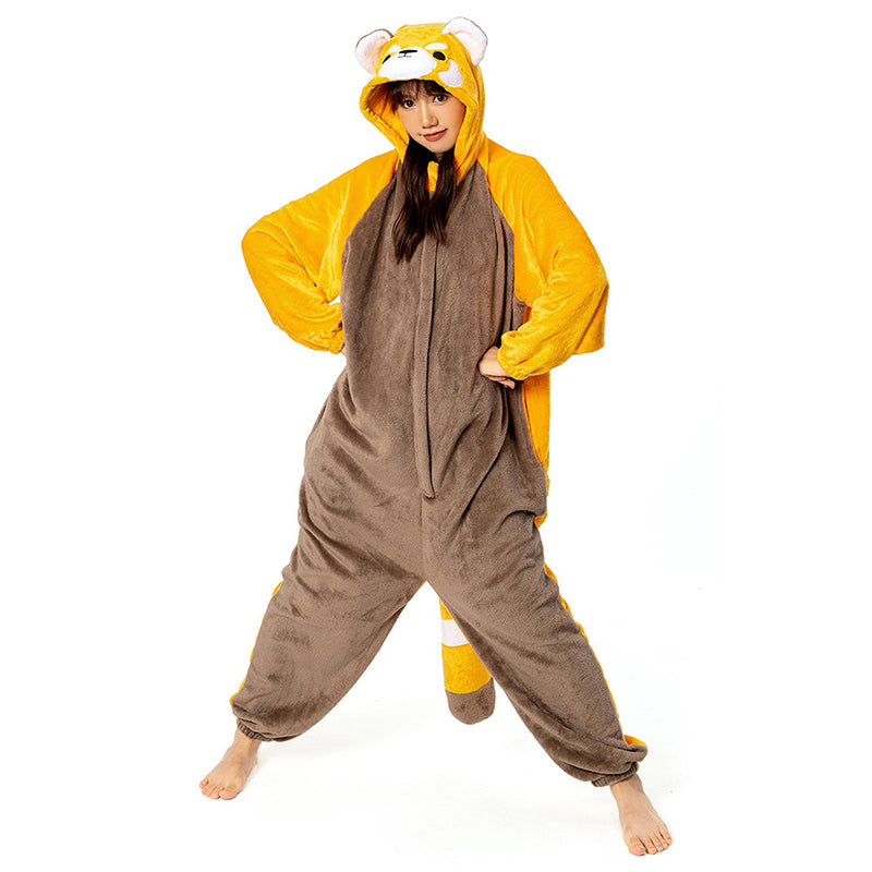 OLAOLA Red Panda Onesie Pajamas for Adults Unisex Plush Animal One-Piece Sleepwear Warm Cozy Costume Home Loungewear - L