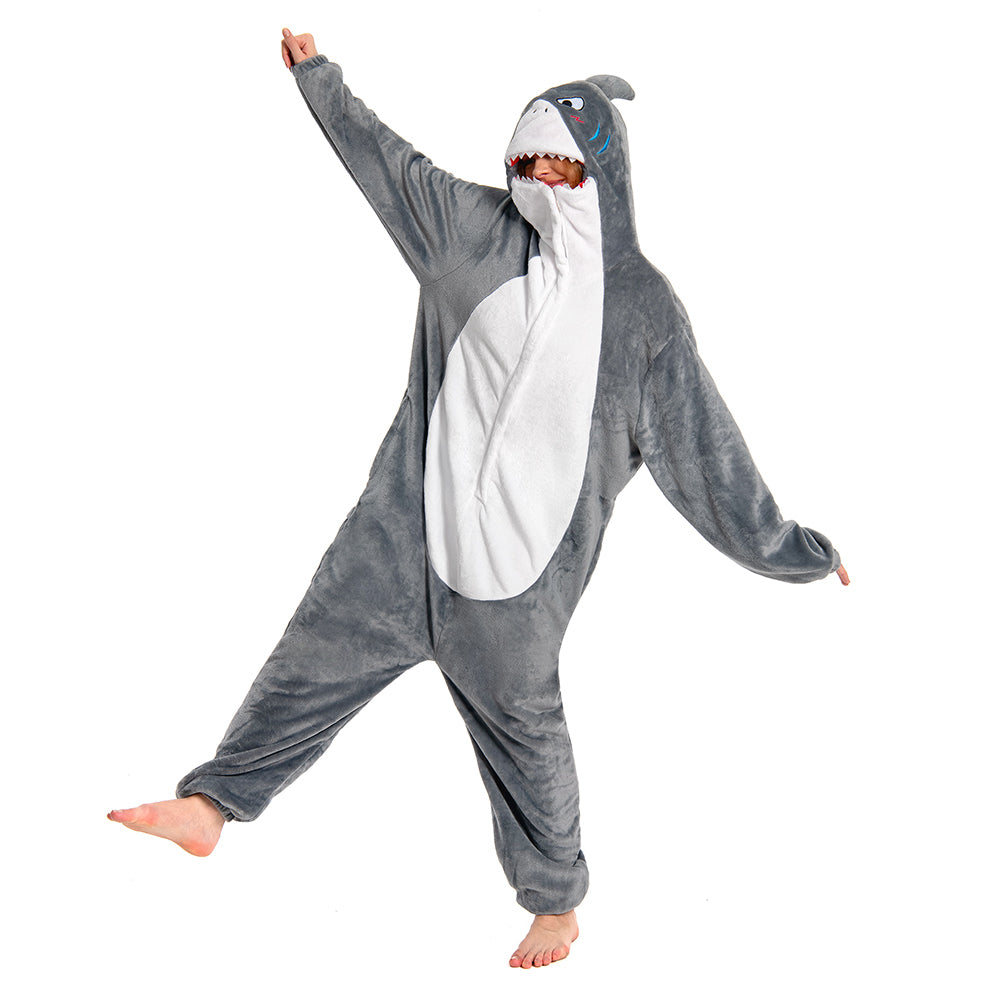OLAOLA Unisex Adult Plush Shark Animals Onesie Pajamas Warm Home One-Piece Sleepwear - M