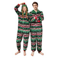 OLAOLA Unisex Adult Printed Green Christmas Tree Plush Onesie Pajamas Warm Home Sleepwear - L