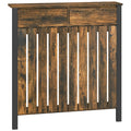 HOMCOM 93 x 88.5cm Rustic-Look Radiator Cover - Brown/Black