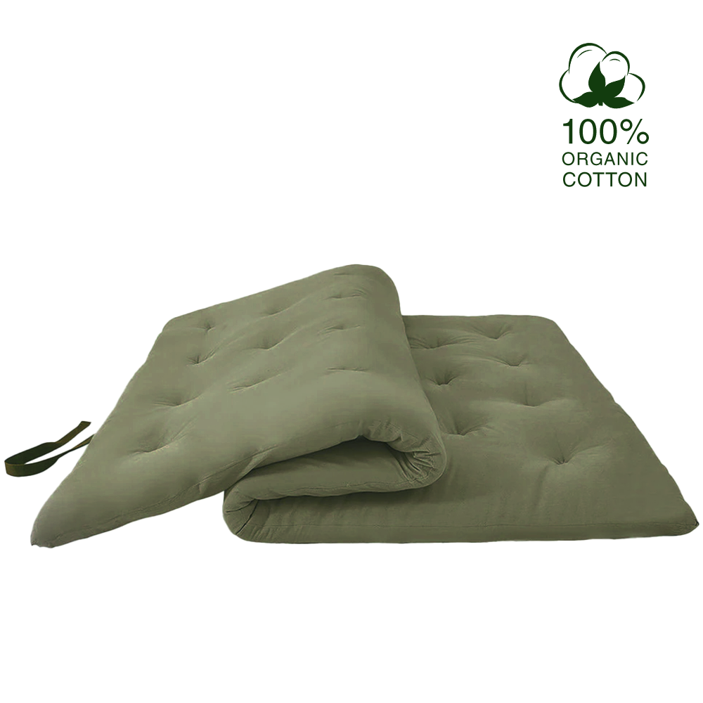 Classic Floor Mattress - Olive Green / QUEEN: 80"L x 60"W / Classic (2.5 IN)-non-removable cover
