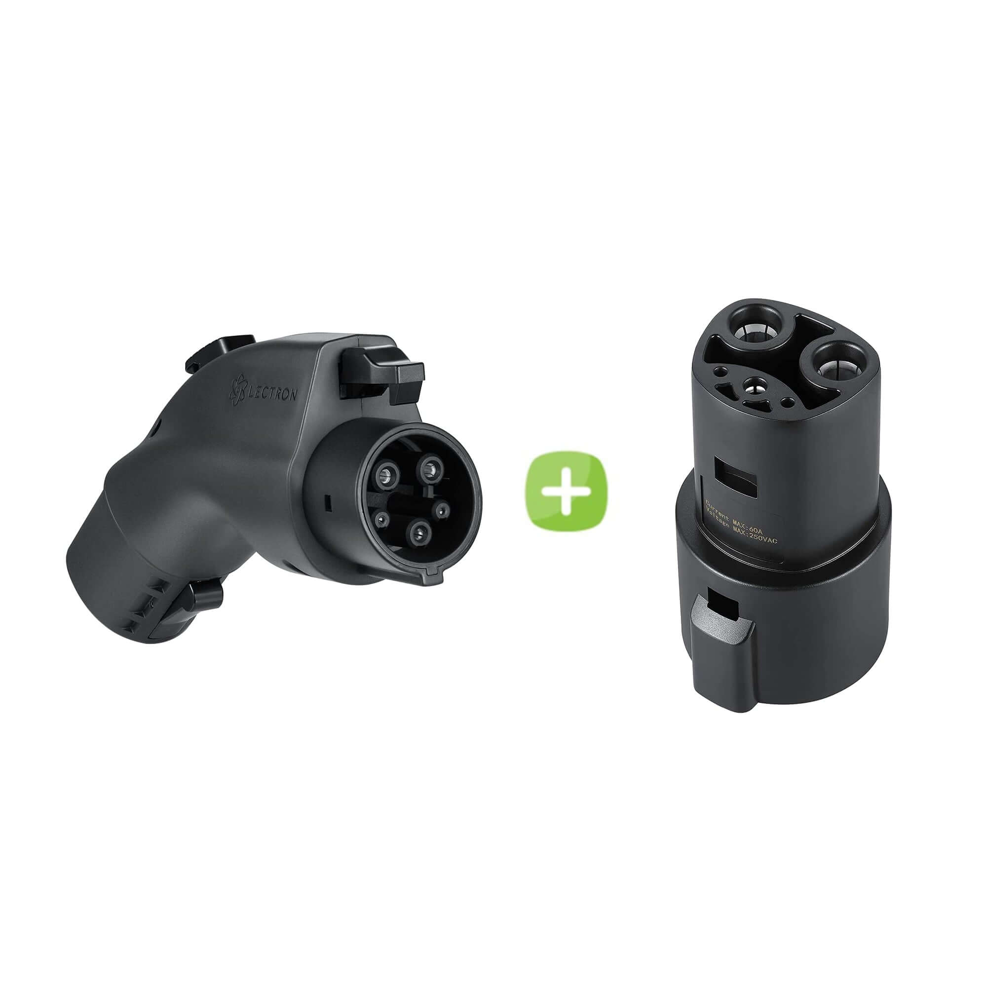 Lectron 80 Amp J1772 to Tesla EV Adapter + 48 Amp Telsa to J772 EV Adapter Bundle - Black