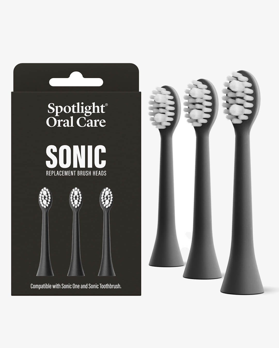 Sonic Toothbrush Replacement Heads - Black