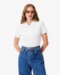 Polo in piqué di cotone stretch slim fit bianco - IT 42