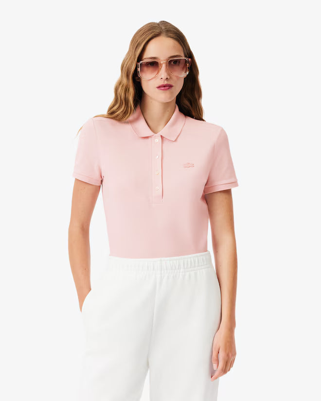 Polo in piqué di cotone stretch slim fit rosa - IT 40