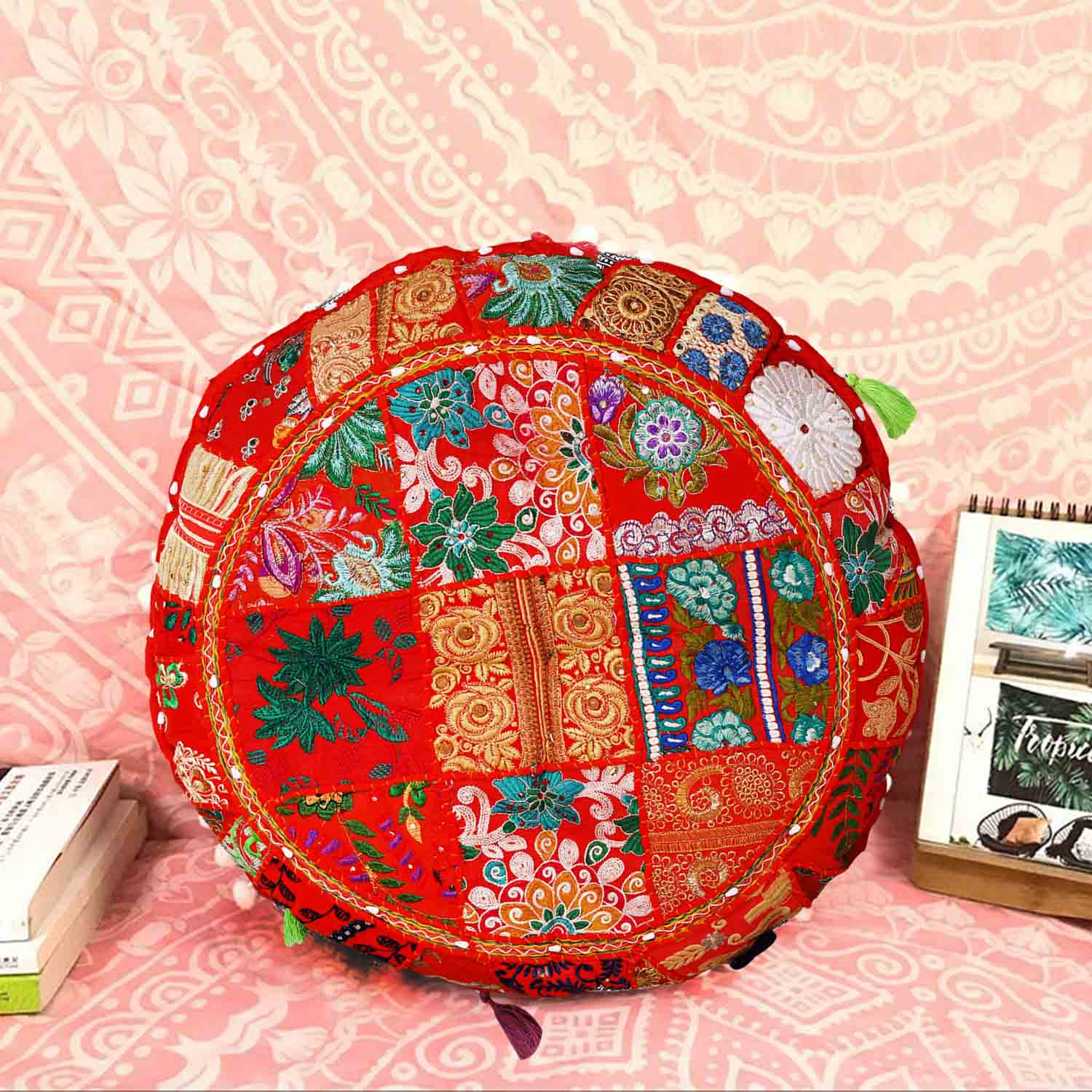 Patchwork Yogakissen Lali Mittel - Rot