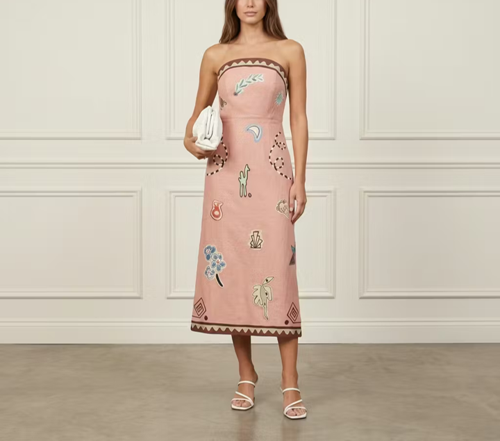 Linen Print Midi - S