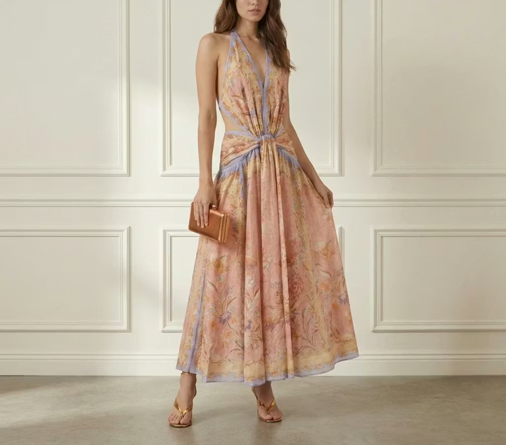 Silk Blend Halter Dress - S