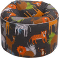 Indoor Round Bean Bag Chair Kids Playing Beanbag Seat Printed Pouffes - Africa