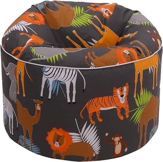 Indoor Round Bean Bag Chair Kids Playing Beanbag Seat Printed Pouffes - Africa