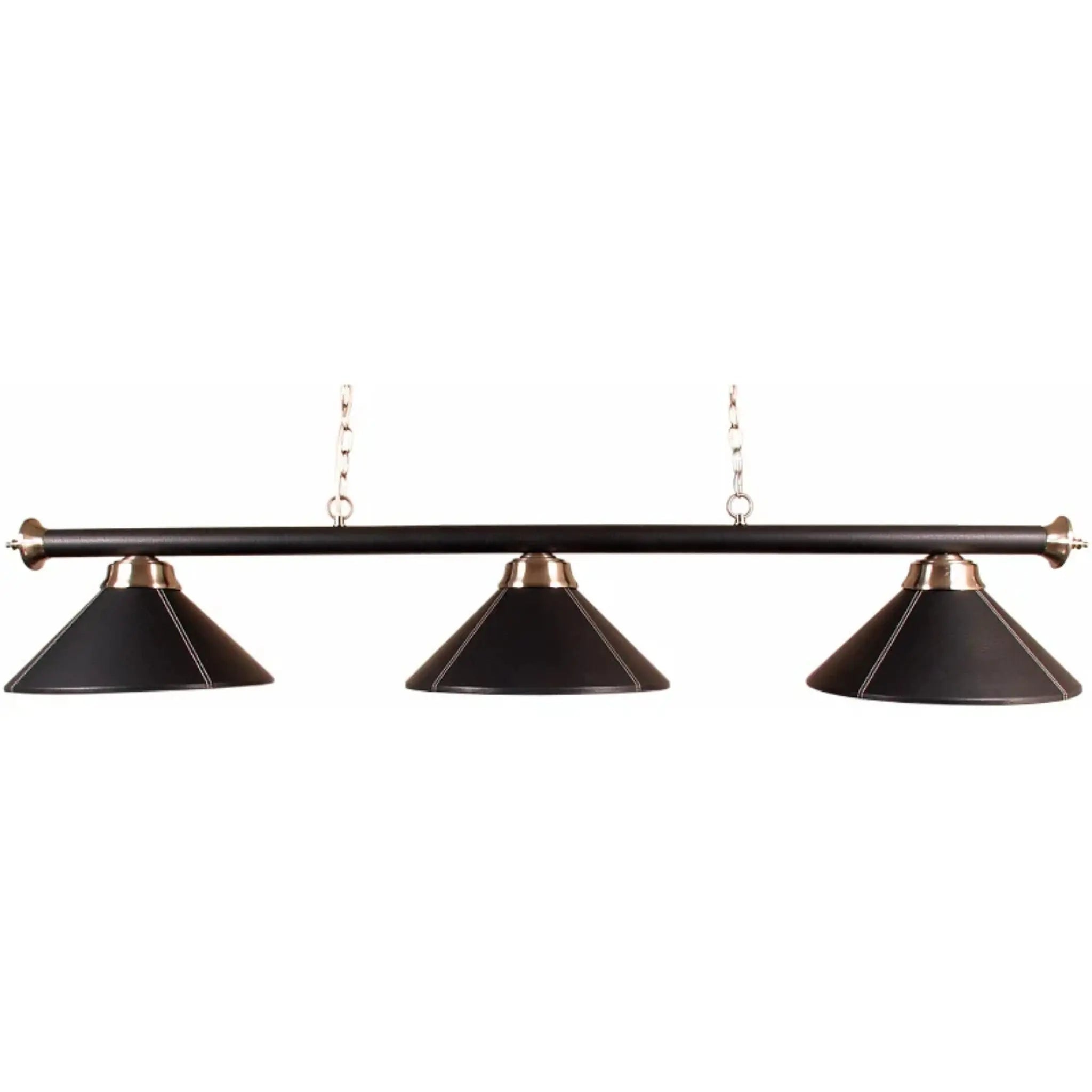SAM Pool Table Lamp - 3 Shades - Black Leather Wrapped Steel