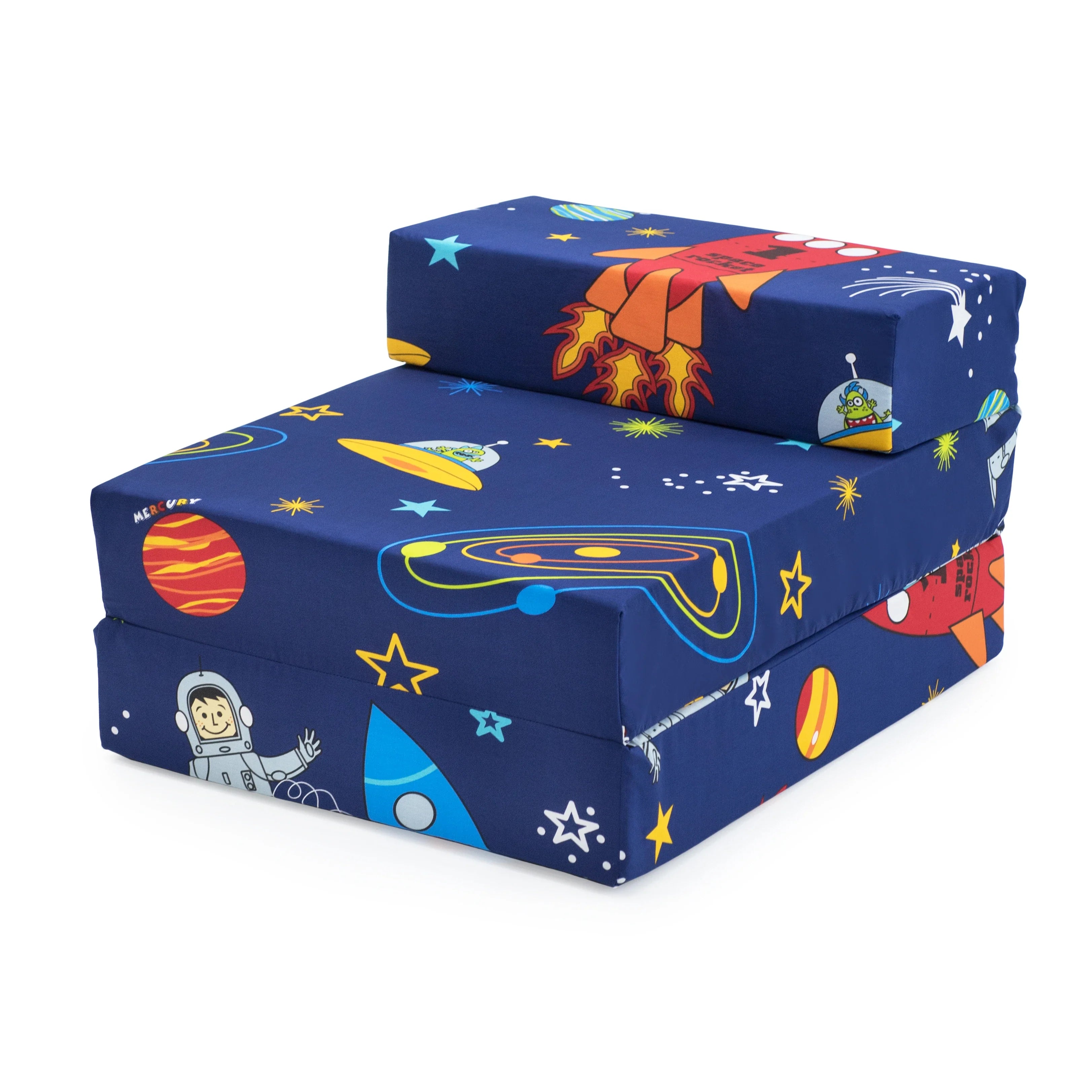 Kids Z Bed Kids Foldable Sofa Bed Guest Mattress Printed Chair Bed - Space Boy