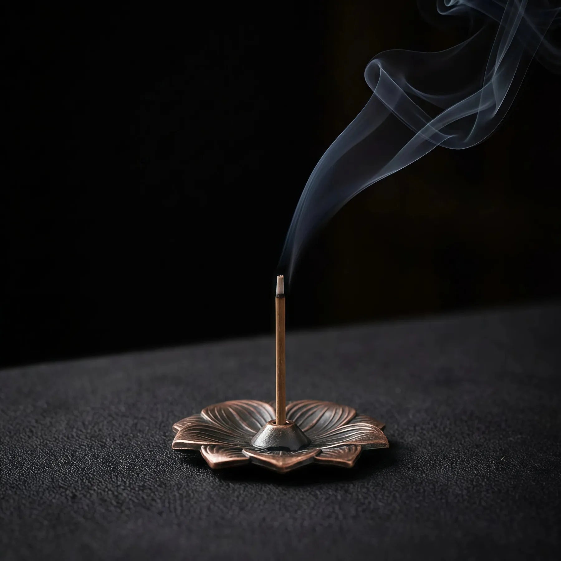 Purity & Awakening Burner Set (Includes Incense Sticks) - Ultra-Slim Metal Lotus - Bronze
