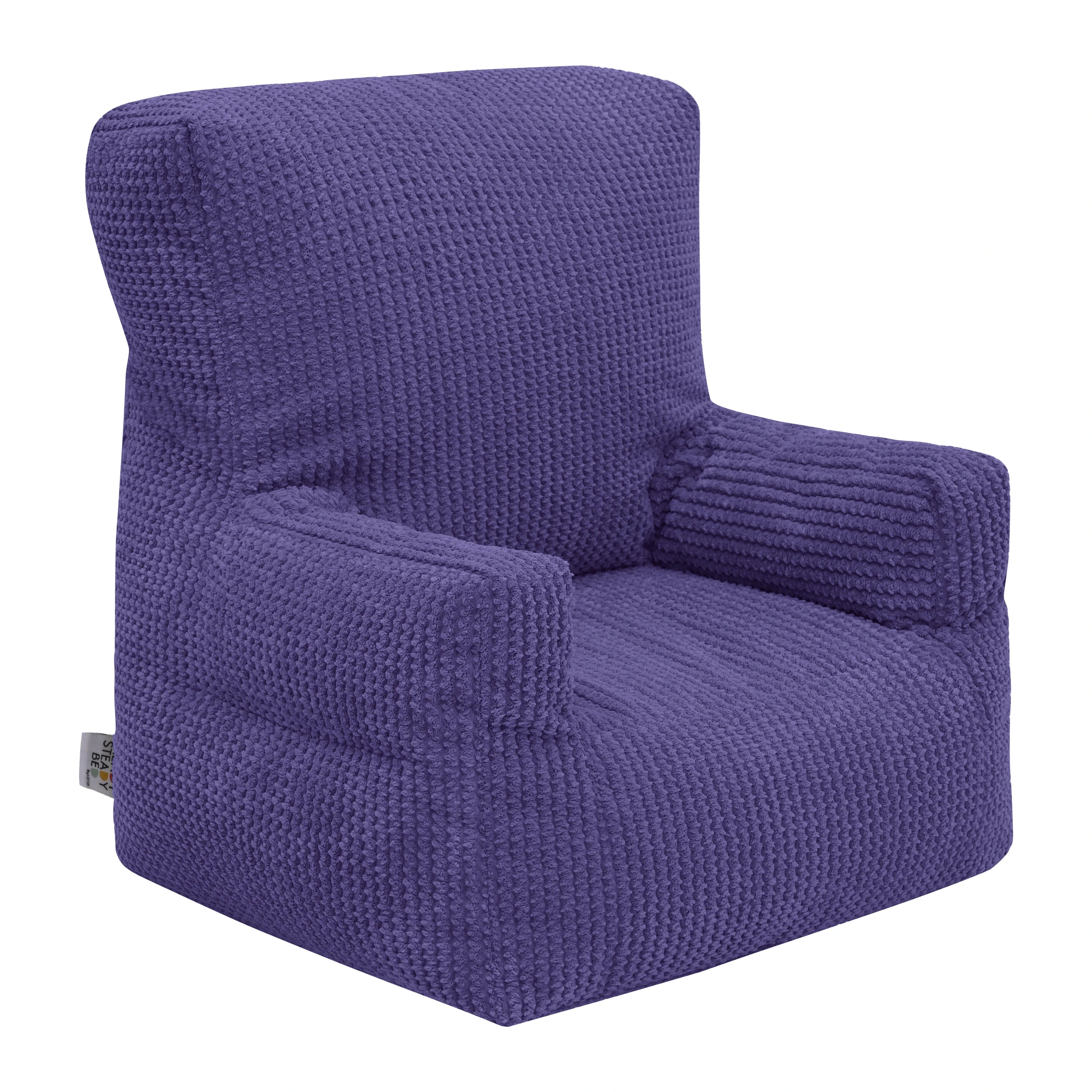 Kids Cord Bean Bag Armchair with Back Pocket Comfy Pouf Gaming Beanbags Chair - Purple