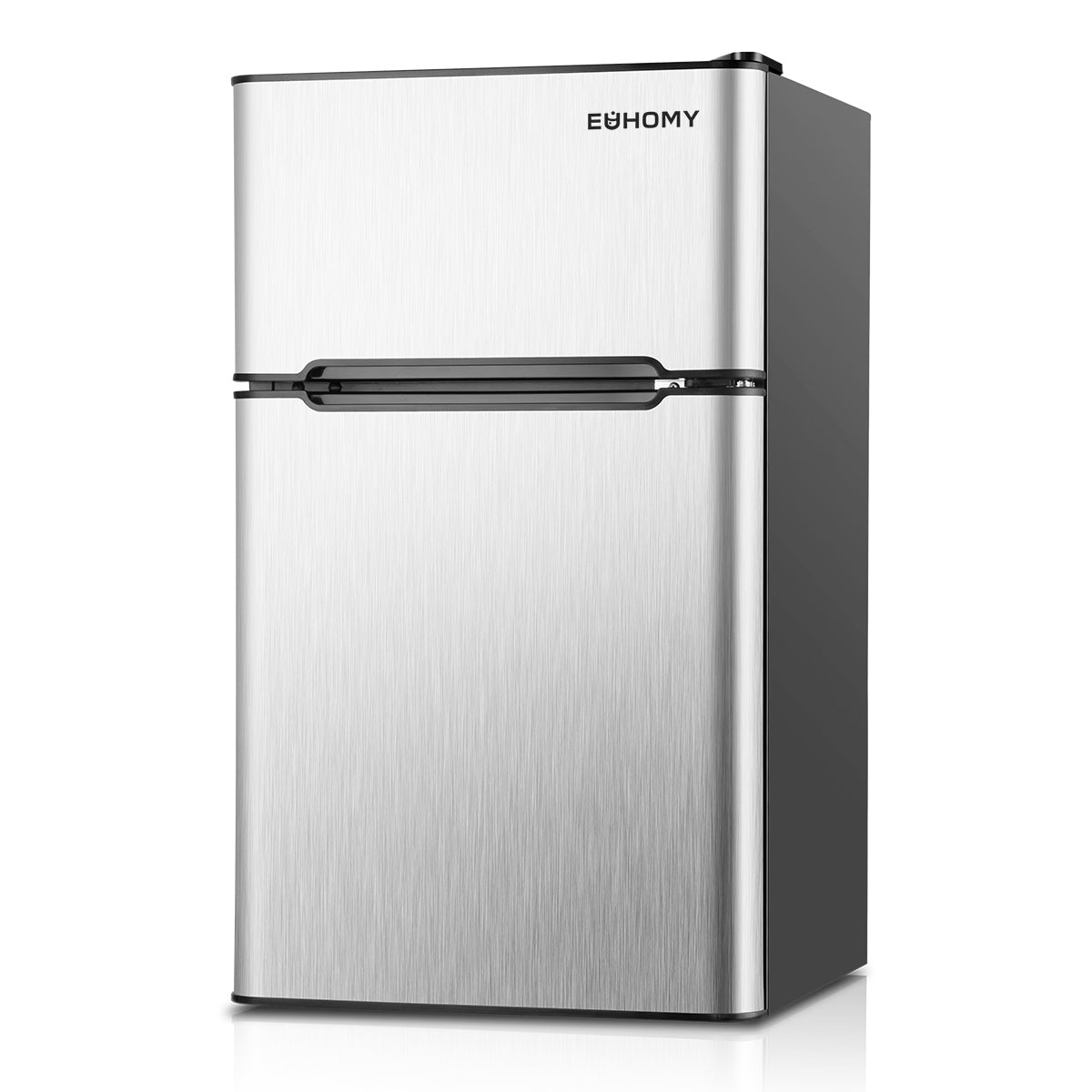 EUHOMY Mini Fridge with Freezer, 3.2 Cu.Ft Mini Refrigerator, Dorm Fridge with 2 Door For Bedroom/Apartment/Office-Food Storage Cooling - Silver
