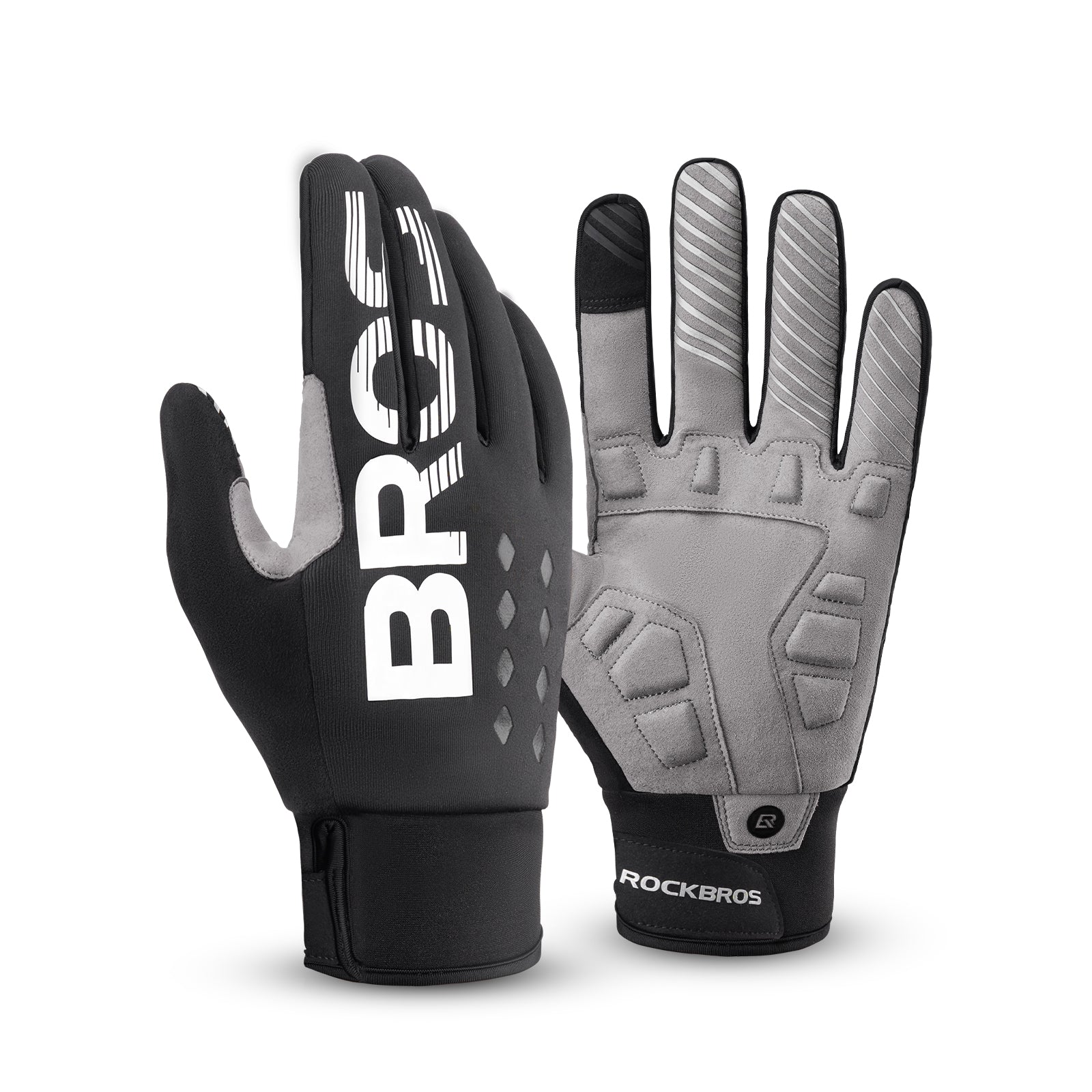 ROCKBROS Vollfinger Handschuhe Fahrradhandschuhe mit Touchscreenfunktion - L