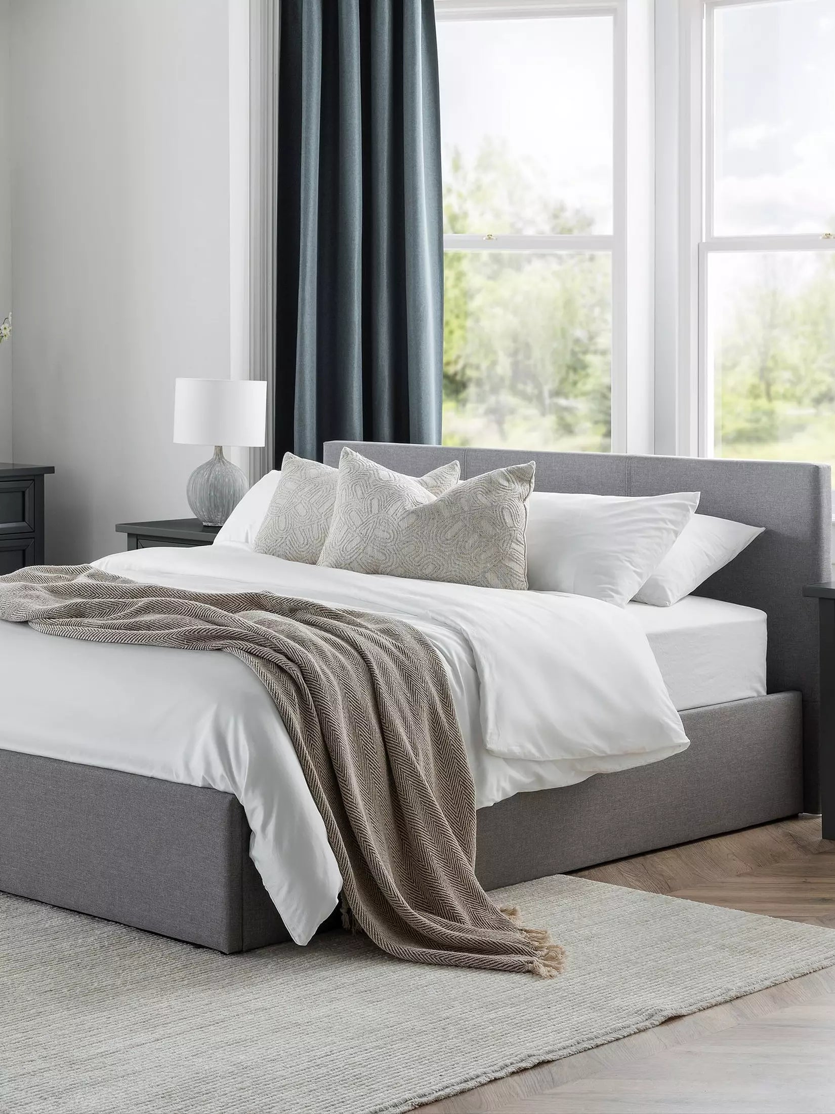 Rialto Ottoman King Size Bed Light Grey Spacious and Stylish Bed Frame