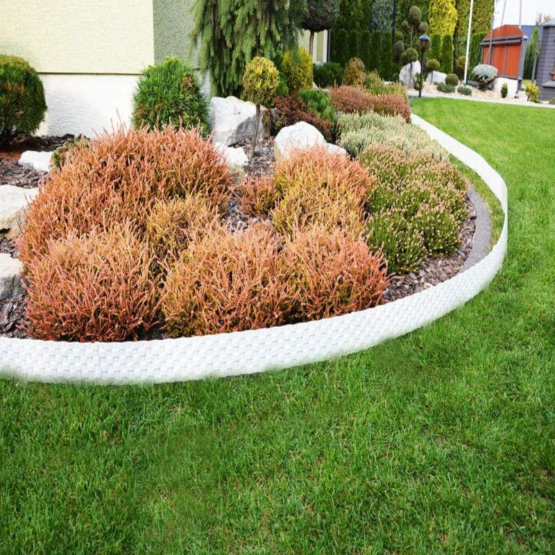 GARTENPALISADE, PALISADE Gartenrand WEISS 80 cm RATTAN PALISADE