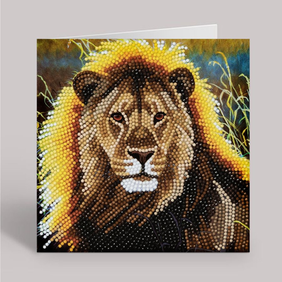 "Resting Lion" Crystal Art Card Kit