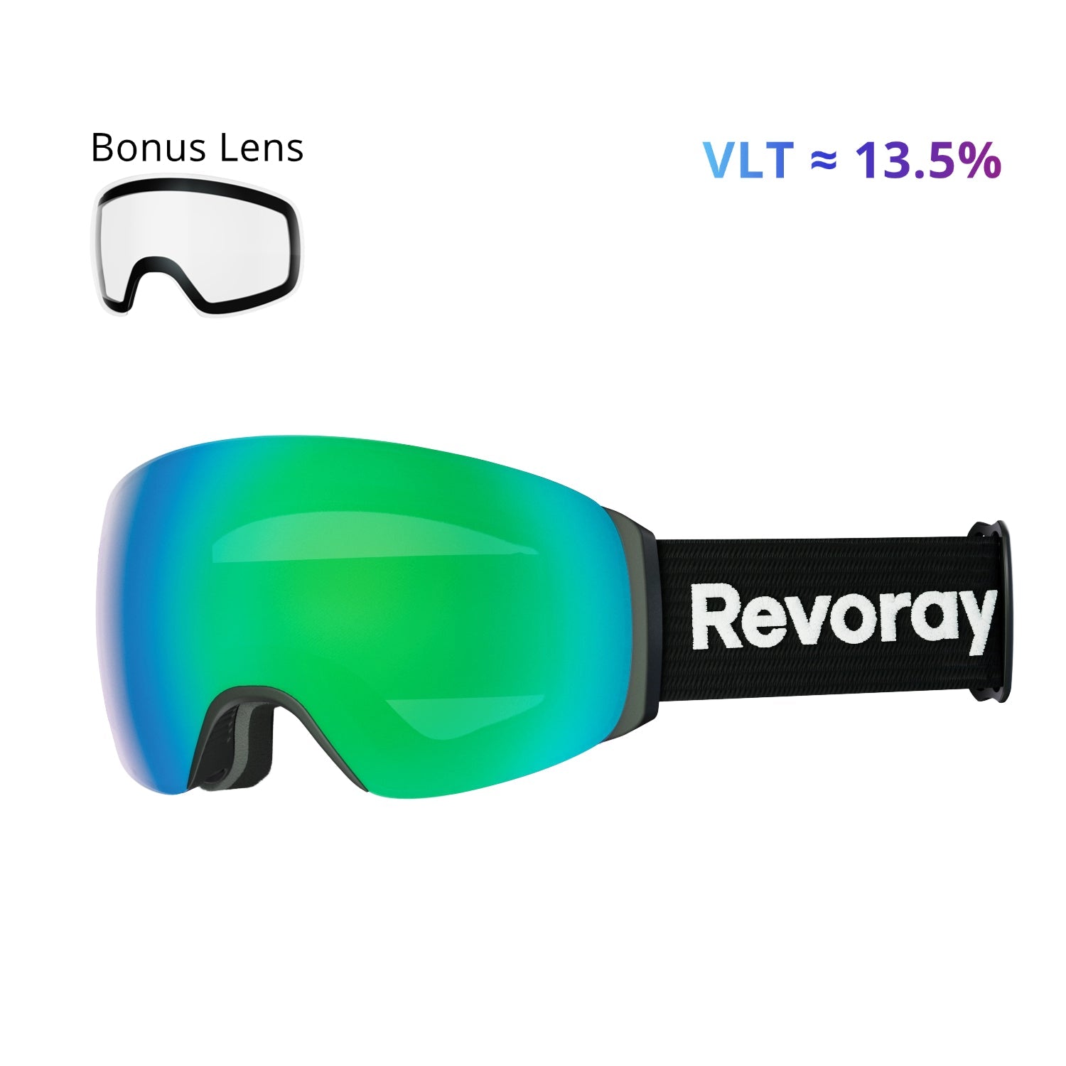 Passion M3 Ski Goggles with Replacement Lens - Green Lens + Replacement Clear Lens