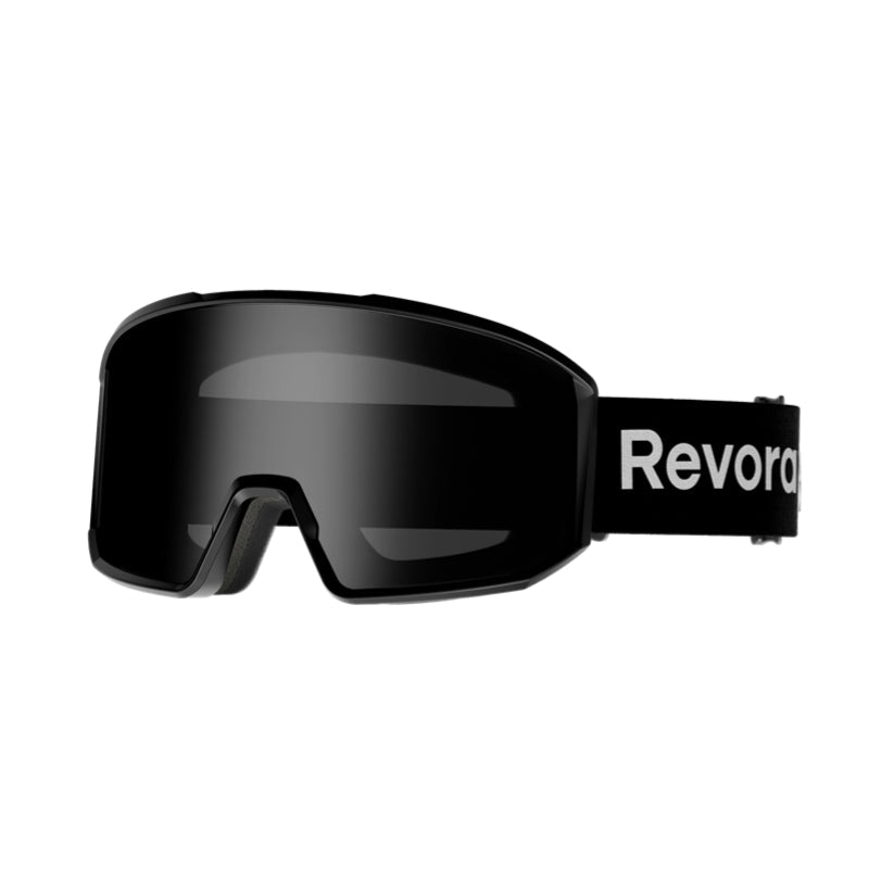 Fire N1 Ski Goggles with Italy Anti-Fog Lens, OTG, Full REVO Vacuum Coating - Black Lens + Black Strap