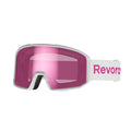 Fire N1 Ski Goggles with Italy Anti-Fog Lens, OTG, Full REVO Vacuum Coating - Sakura Pink Mirror Lens + White Strap