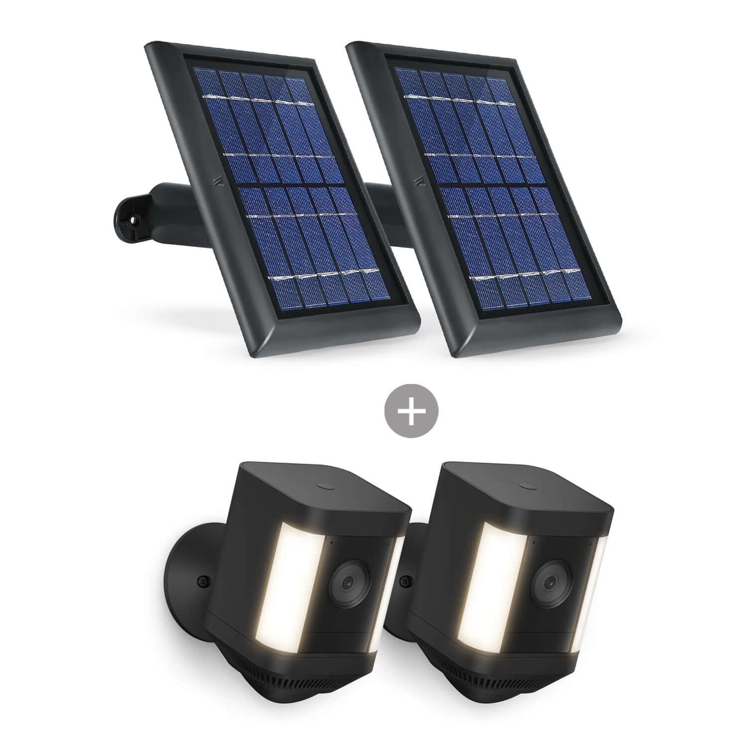 Ring Spotlight Cam Plus (Battery) + Wasserstein Solar Panel Bundle - Black / 2 Pack