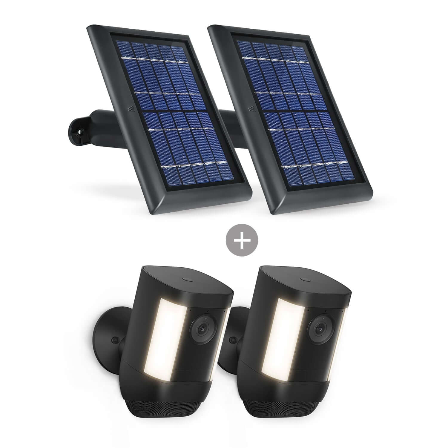Ring Spotlight Cam Pro (Battery) + Wasserstein Solar Panel Bundle - Black / 2 Pack