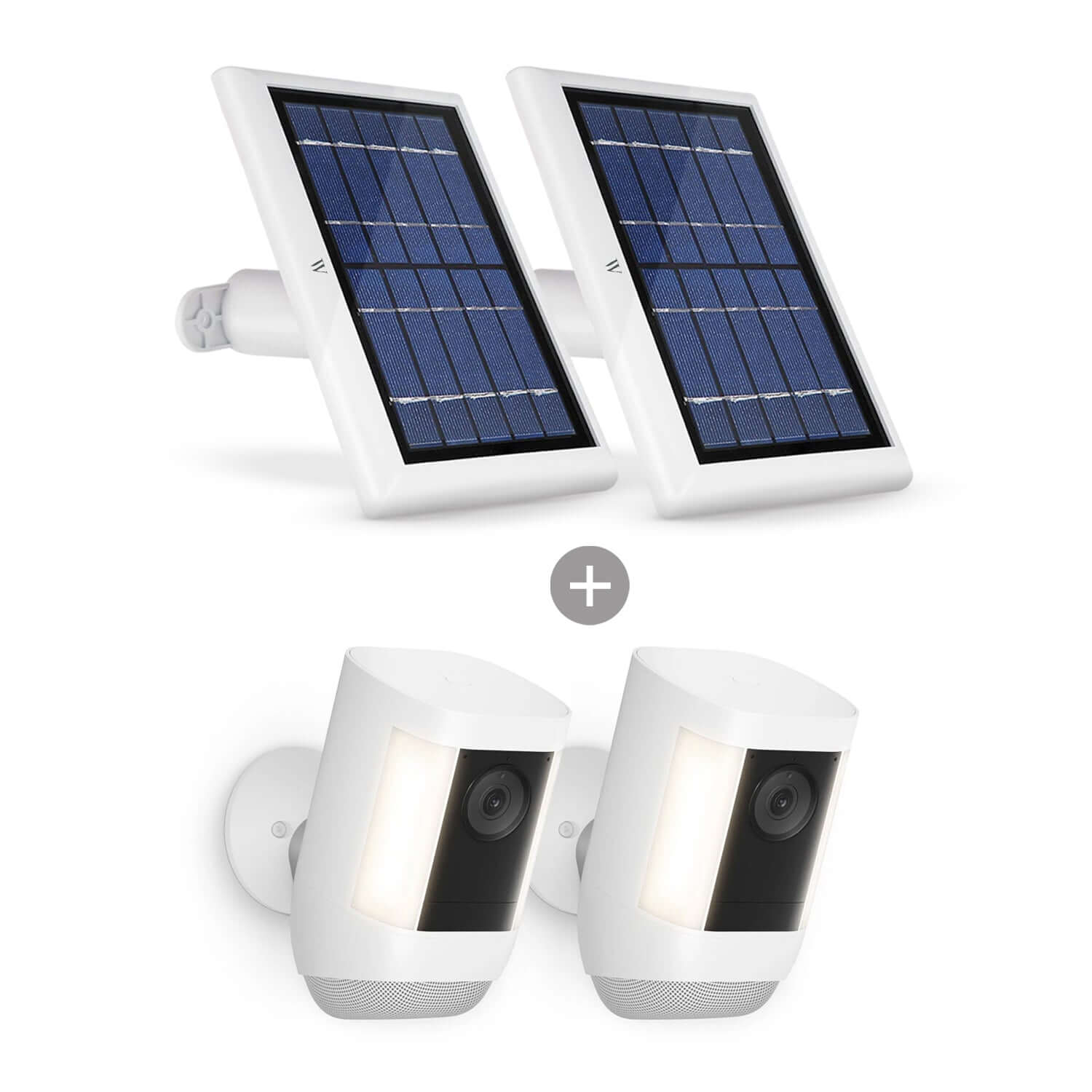 Ring Spotlight Cam Pro (Battery) + Wasserstein Solar Panel Bundle - White / 2 Pack