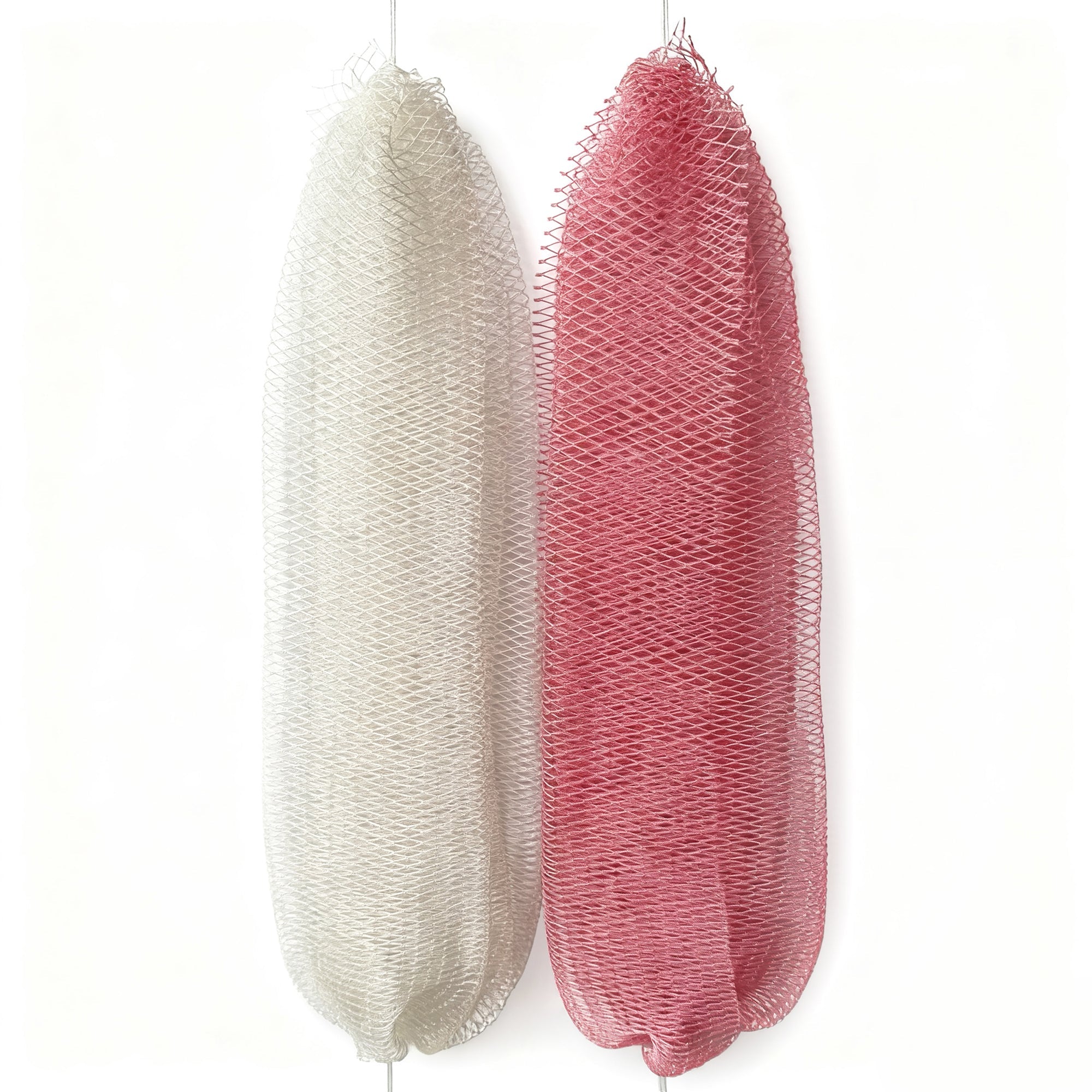 African Net Sponge, Exfoliating Bath Sponge, 2 Pieces Mixed Color - Rose Pink+White