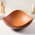 Large Wood Grain Salad Bowl - Durable Plastic Serving Dish for Party, Wedding, Buffet. Easy-Clean Fruit & Candy Container. - Orange