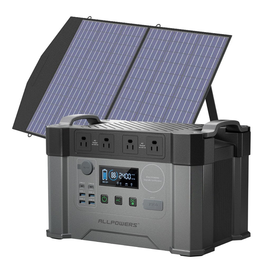 ALLPOWERS S2000 Pro + 100W Solar Panel | 2400W Solar Generator Kit - S2000 Pro + SP027 Foldable Panel