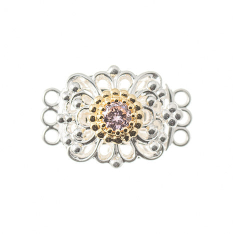 Schließe für Kropfkette 925 Silber Trachtenschmuck pink
