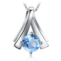 Elegant 1Ct Round Natural Blue Topaz Pendant Necklace in 925 Sterling Silver - Chain Not Included - 925 Sterling Silver