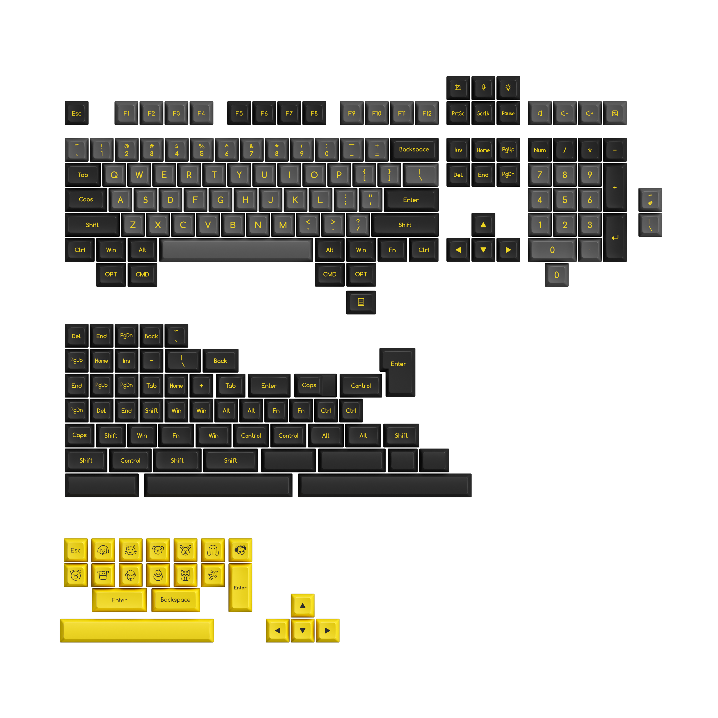 Black & Gold ABS SAL Keycap Set (195-Key) - SAL