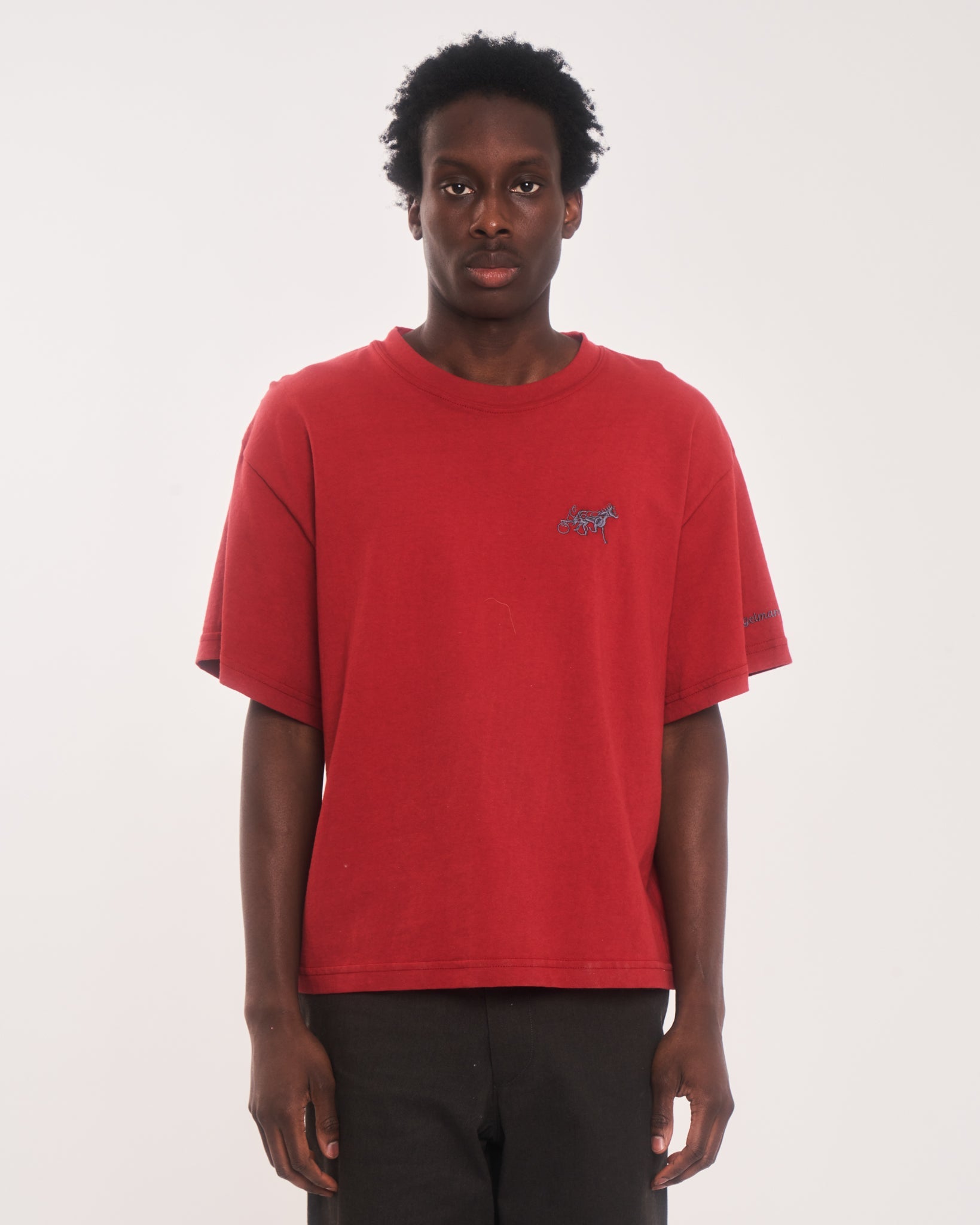 Embroidered Crop Tee - M / Red