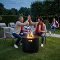 SUNJOY 51cm Round Steel Fire Pit with Mesh Cover & Poker