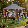 CINTO Portable Steel Grill Gazebo with LED Light - 160cm x 256cm, Grey