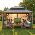 TRIVOR Cedar Wood Gazebo with Netting and Curtains - 390cm x 450cm