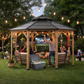 SUNJOY 3.95m x 3.95m Octagon Wood Cedar Gazebo