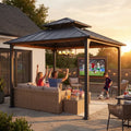 SUNJOY 3m x 3m Metal Frame 2-Tier Hardtop Gazebo