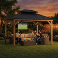 SUNJOY 3m x 3.6m Cedar Wood Gazebo - Weathered Cedar