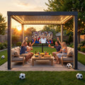 Matterhorn Louvered Pergola with Solar LED Lights & Drainage System - 306cm x 306cm, Anthracite