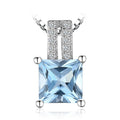 Exquisite 1.2 Ct Princess Cut Sky Blue Topaz Pendant Necklace in 925 Sterling Silver - Chain Not Included - 925 Sterling Silver